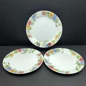 Corelle Summer Blush Dinner Plates Pink Yellow Gold Purple Blue Pansies